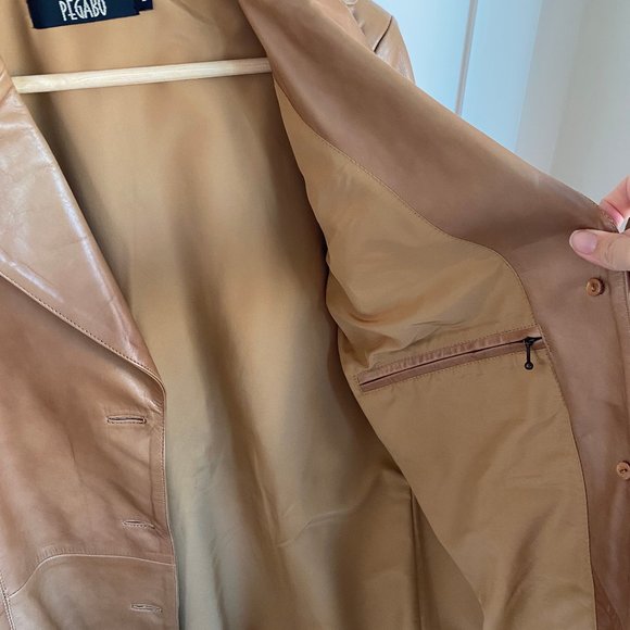 EUC Vintage 90s Pegabo Leather Jacket - Caramel/Tan - Size Large - Picture 3 of 5